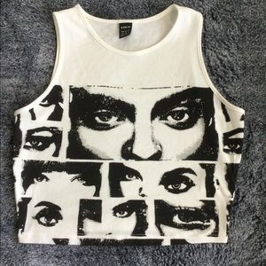 Womens black and white SHEIN crop top size 2.